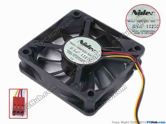 80983 Nidec D06R-12SL Server - Square Fan 02A, sq60x60x15, w110x3x3, 12V 0.04A Nidec D06R-12SL Server - Square Fan 