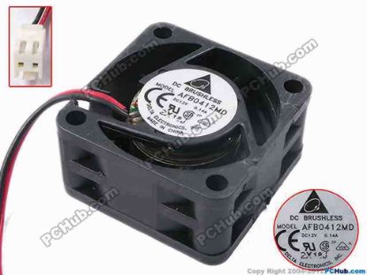 81002 Delta Electronics AFB0412MD Server - Square Fan sq40x40x20, w105x2x2, 12V 0.14A Delta Electronics AFB0412MD Server - Square Fan 