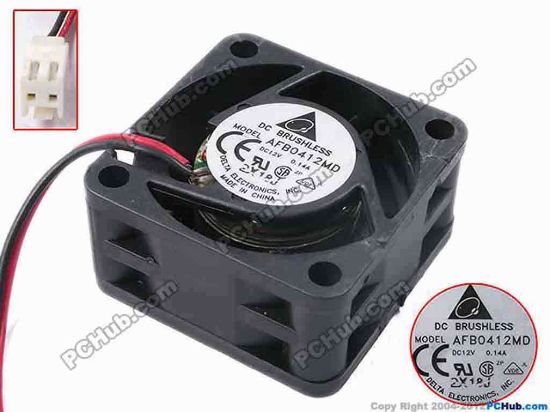 81002 Delta Electronics AFB0412MD Server - Square Fan sq40x40x20, w105x2x2, 12V 0.14A Delta Electronics AFB0412MD Server - Square Fan 