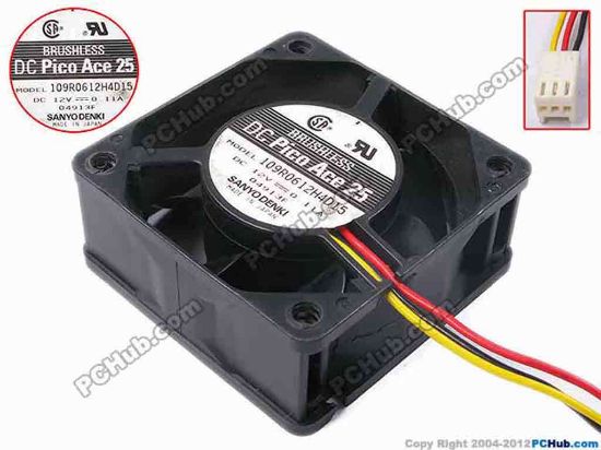 81040 Sanyo Denki 109R0612H4D15 Server - Square Fan sq60x60x25, w155x3x3, 12V 0.11A Sanyo Denki 109R0612H4D15 Server - Square Fan 