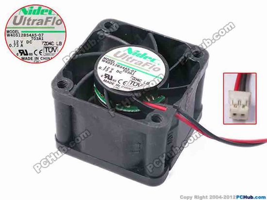 81046 Nidec W40S12BS4A5-07 Server - Square Fan T03A1, sq40x40x28, w190x2x2, 12V 0.73A Nidec W40S12BS4A5-07 Server - Square Fan 