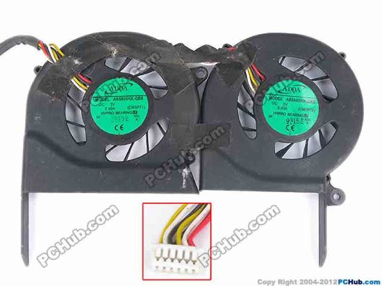 81051 ADDA AB5805HX-QBB Cooling Fan  CWSP71, w35x8x6, 5V 0.40A, bare, dual fan ADDA AB5805HX-QBB Cooling Fan  