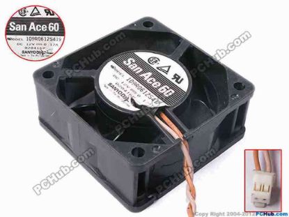 81056 Sanyo Denki 109R0612S419 Server - Square Fan sq60x60x25, w65x2x2, 12V 0.17A Sanyo Denki 109R0612S419 Server - Square Fan 