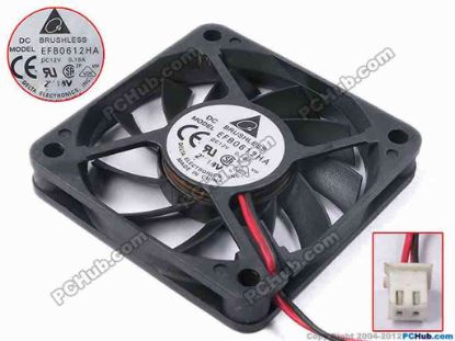 81060 Delta Electronics EFB0612HA Server - Square Fan sq60x60x10, w160x2x2, 12V 0.18A Delta Electronics EFB0612HA Server - Square Fan 