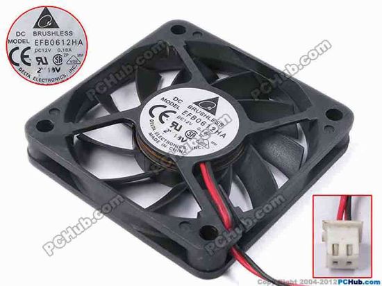 81060 Delta Electronics EFB0612HA Server - Square Fan sq60x60x10, w160x2x2, 12V 0.18A Delta Electronics EFB0612HA Server - Square Fan 