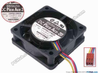 81067 Sanyo Denki 109P0612M620 Server - Square Fan sq60x60x20, w110x3x3, 12V 0.09A Sanyo Denki 109P0612M620 Server - Square Fan 