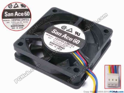 81068 Sanyo Denki 109P0612M701 Server - Square Fan sq60x60x15, w120x3x3, 12V 0.07A Sanyo Denki 109P0612M701 Server - Square Fan 