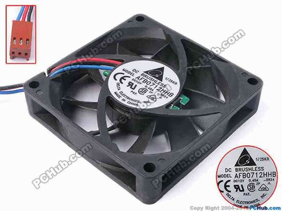 81091 Delta Electronics AFB0712HHB Server - Square Fan -5R24, sq70x70x15, w215x3x3, 12V 0.45A Delta Electronics AFB0712HHB Server - Square Fan 