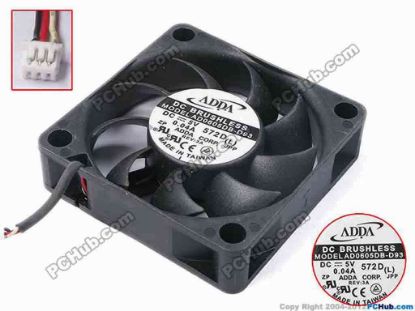 81094 ADDA AD0605DB-D93 Server - Square Fan L, sq60x60x15, w25x3x3, 5V 0.04A ADDA AD0605DB-D93 Server - Square Fan 