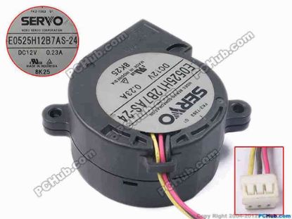 81119 Japan Servo E0525H12B7AS-24 Server - Blower Fan bw48x48x25, w55x3x3, 12V 0.23A Japan Servo E0525H12B7AS-24 Server - Blower Fan 