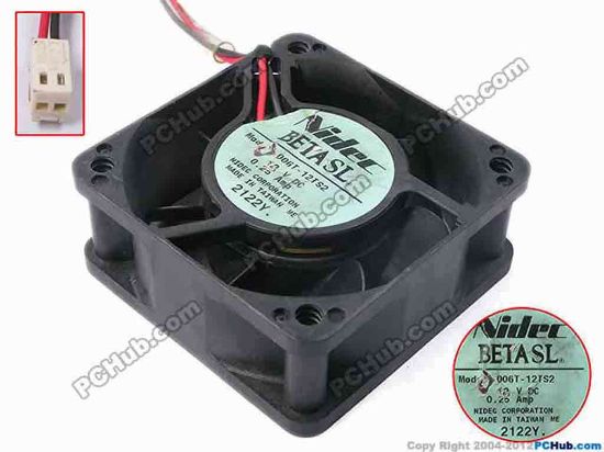 81124 Nidec D06T-12TS2 Server - Square Fan sq60x60x25, w265x2x2, 12V 0.25A Nidec D06T-12TS2 Server - Square Fan 
