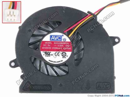 81158 AVC BASA0609R5U Cooling Fan  P001, w55x3x3, 5V 0.50A, Bare fan AVC BASA0609R5U Cooling Fan  