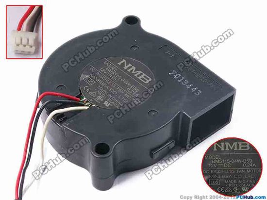 81162 NMB-MAT / Minebea BM5115-04W-B59 Server - Blower Fan L05, bw52x52x15, w150x3x3, 12V 0.24A NMB-MAT / Minebea BM5115-04W-B59 Server - Blower Fan 