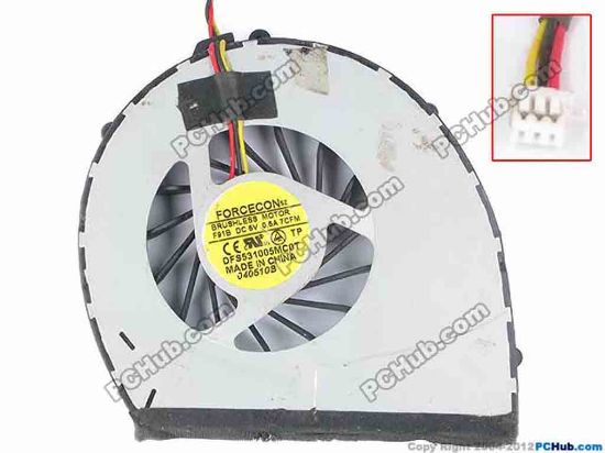 81164 Forcecon DFS531005MC0T Cooling Fan  F91B, w20x3x3, 5V 0.50A, Bare fan Forcecon DFS531005MC0T Cooling Fan  
