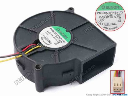 81179 SUNON PMB1275PNB1-AY Server - Blower Fan (2).F.GN, sq75x75x30, w300x3x3, 12V 3.6W SUNON PMB1275PNB1-AY Server - Blower Fan