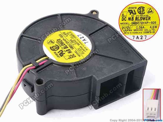 81181 Japan Servo MBDC12H4P-926 Server - Blower Fan bw75x75x30, w130x3x3, 12V 0.38A Japan Servo MBDC12H4P-926 Server - Blower Fan 