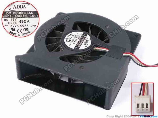 81182 ADDA AB0712HB-CC3 Server - Blower Fan bw70x70x20, w40x3x3, 12V 0.35A ADDA AB0712HB-CC3 Server - Blower Fan 