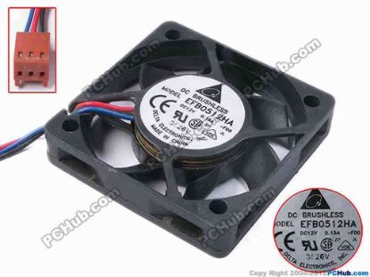 81184 Delta Electronics EFB0512HA Server - Square Fan -F00, sq50x50x10, w100x3x3, 12V 0.15A Delta Electronics EFB0512HA Server - Square Fan 