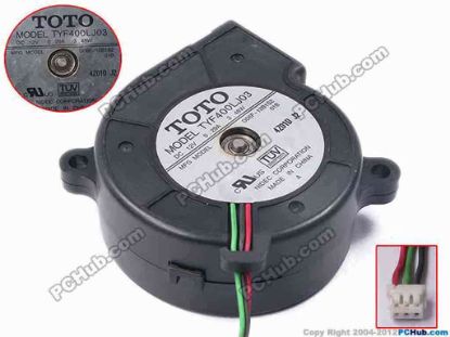 81185 TOTO TYF400LJ03 Server - Blower Fan 01B, bw60x60x25, w95x3x3, 12V 0.29A 3.48W TOTO TYF400LJ03 Server - Blower Fan 