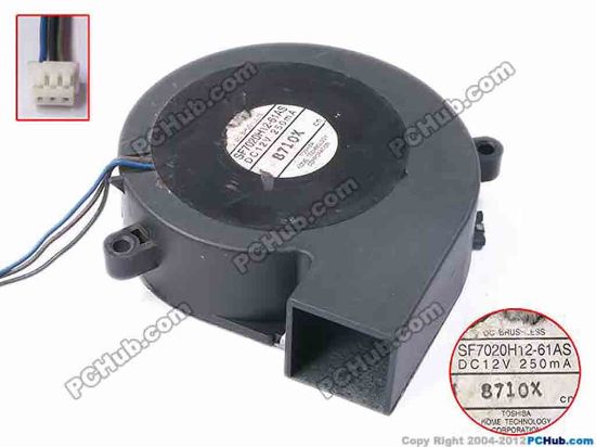 81193 Toshiba SF7020H12-61AS Server - Blower Fan bw70x68x20, w45x3x3, 12V 0.25A Toshiba SF7020H12-61AS Server - Blower Fan 