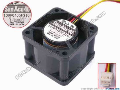 81214 Sanyo Denki 109P0405F310 Server - Square Fan sq40x40x28, w85x3x3, 5V 0.28A Sanyo Denki 109P0405F310 Server - Square Fan 