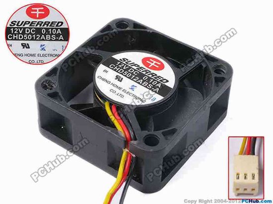 81215 Superred CHD5012ABS-A Server - Square Fan sq50x50x20, w80x3x3, 12V 0.1A Superred CHD5012ABS-A Server - Square Fan 
