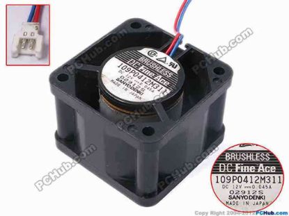 81219 Sanyo Denki 109P0412M311 Server - Square Fan sq40x40x28, w50x2x2, 12V 0.045A Sanyo Denki 109P0412M311 Server - Square Fan 