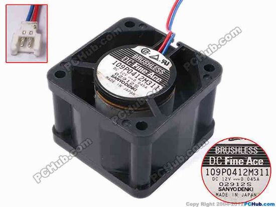 81219 Sanyo Denki 109P0412M311 Server - Square Fan sq40x40x28, w50x2x2, 12V 0.045A Sanyo Denki 109P0412M311 Server - Square Fan 