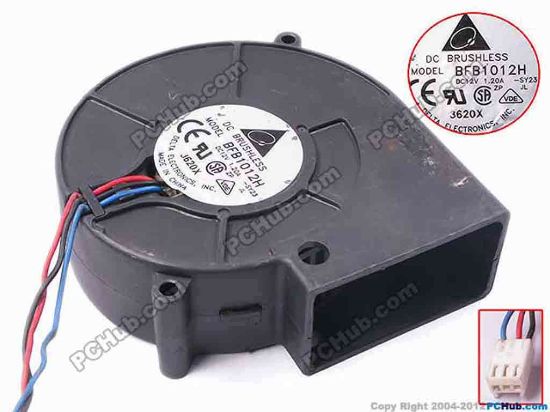 81227 Delta Electronics BFB1012H Server - Blower Fan -SY23, bw97x95x33, w155x3x3, 12V 1.2A Delta Electronics BFB1012H Server - Blower Fan