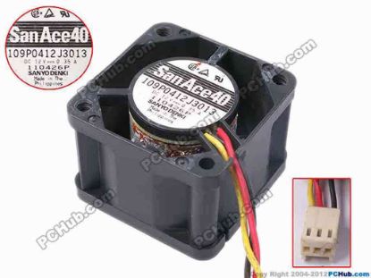 81231 Sanyo Denki 109P0412J3013 Server - Square Fan sq40x40x28, w310x3x3, 12V 0.35A Sanyo Denki 109P0412J3013 Server - Square Fan 