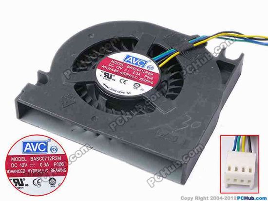 81234 AVC BASC0712R2M Server - Blower Fan P006, bw70x65x12, w185x4x4, 12V 0.3A AVC BASC0712R2M Server - Blower Fan 