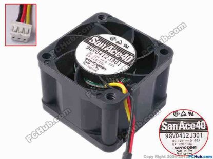 81239 Sanyo Denki 9GV0412J301 Server - Square Fan sq40x40x28, w70x3x3, 12V 0.6A Sanyo Denki 9GV0412J301 Server - Square Fan 
