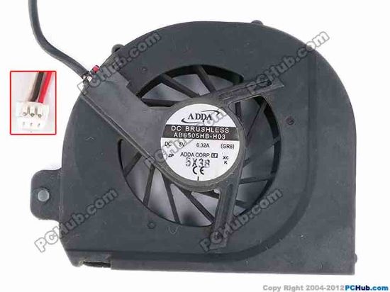 81281 ADDA AB6505HB-H03 Cooling Fan  GR8, w40x3x3, 5V 0.32A, Bare fan ADDA AB6505HB-H03 Cooling Fan  