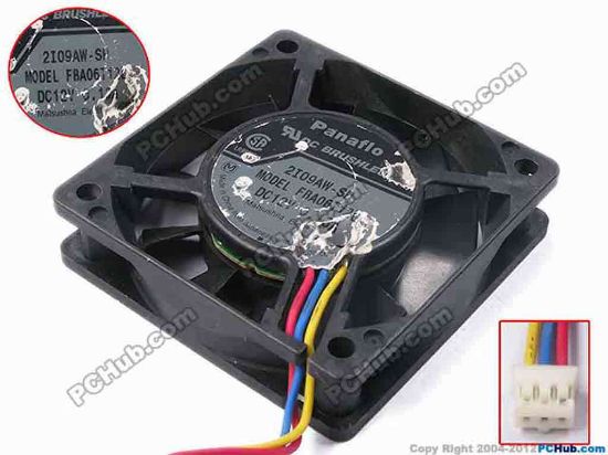 81298 Panasonic FBA06T12L Server - Square Fan sq60x60x15, w135x3x3, 12V 0.13A Panasonic FBA06T12L Server - Square Fan 