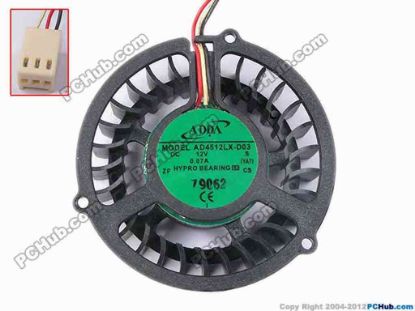 81339 ADDA AD4512LX-D03 Server - Round Fan S, YA7, dia48x48x14, w265x3x3, 12V 0.07A ADDA AD4512LX-D03 Server - Round Fan 