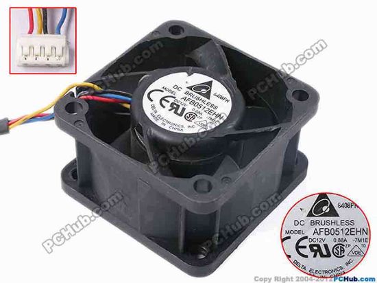 81342 Delta Electronics AFB0512EHN Server - Square Fan -7M1E, sq50x50x28, w70x4x4, 12V 0.88A Delta Electronics AFB0512EHN Server - Square Fan 