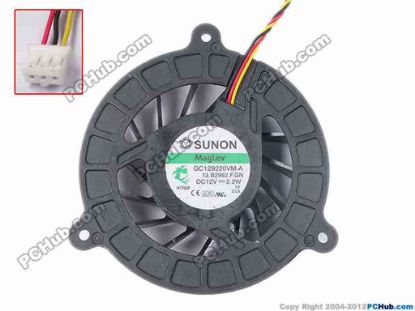81372 SUNON GC129220VM-A Server - Round Fan 13.B2982.F.GN, dia79x7917, w135x3x3, 12V 2.2W SUNON GC129220VM-A Server - Round Fan 