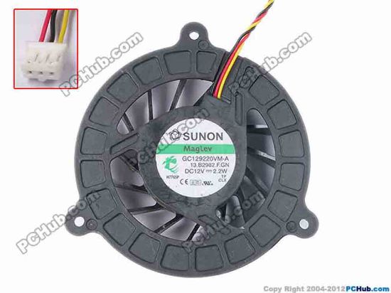 81372 SUNON GC129220VM-A Server - Round Fan 13.B2982.F.GN, dia79x7917, w135x3x3, 12V 2.2W SUNON GC129220VM-A Server - Round Fan 
