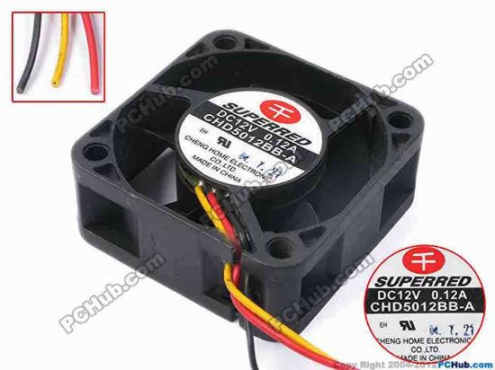81404 Superred CHD5012BB-A Server - Square Fan sq50x50x20, w65x3, 12V 0.12A Superred CHD5012BB-A Server - Square Fan 