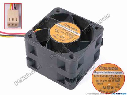 81410 SUNON GM1204PQV1-8A Server - Square Fan F.B372, sq40x40x28, w355x3x3, 12V 2.8W SUNON GM1204PQV1-8A Server - Square Fan