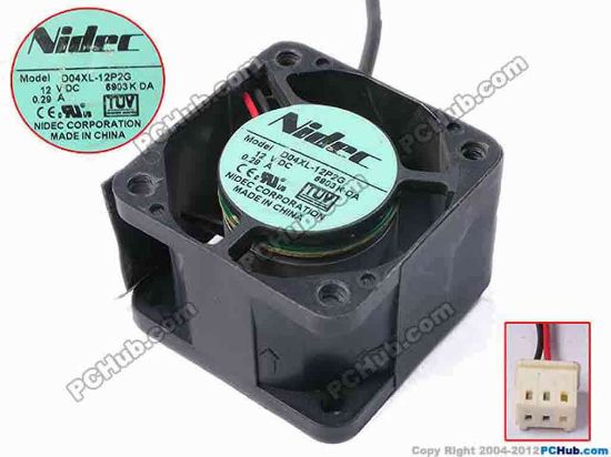 81411 Nidec D04XL-12P2G Server - Square Fan 6903K, sq40x40x28, w300x2x3, 12V 0.29A Nidec D04XL-12P2G Server - Square Fan 