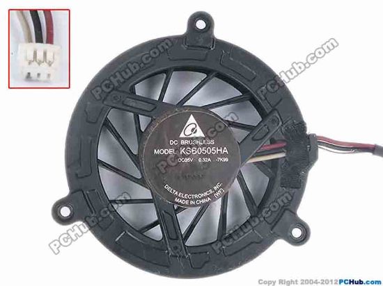 81438 Delta Electronics KSB0505HA Cooling Fan  -7K99, size:53x12, w20x3x3, 5V 0.32A, Bare fan Delta Electronics KSB0505HA Cooling Fan  