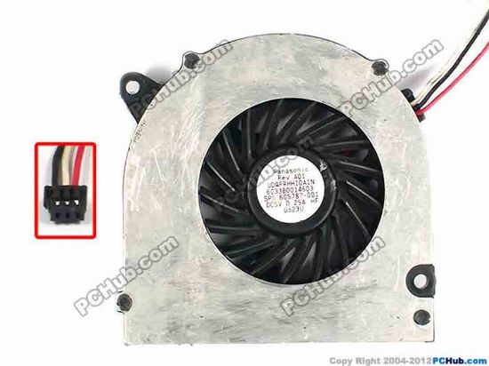 81520 Panasonic UDQFRHH10A1N Cooling Fan  6033B0014603, w130x3x3, 5V 0.29A, Bare fan Panasonic UDQFRHH10A1N Cooling Fan  