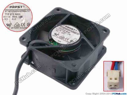 81594 ebm-papst TYP 612 NHH Server - Square Fan TYP612NHH, sq60x60x25, w80x2x2, 12V 0.24A ebm-papst TYP 612 NHH Server - Square Fan 