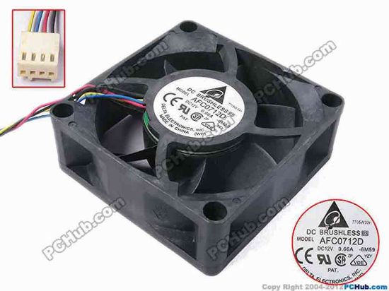 81656 Delta Electronics AFC0712D Server - Square Fan -6M59, sq70x70x25, w155x4x4, 12V 0.66A Delta Electronics AFC0712D Server - Square Fan 