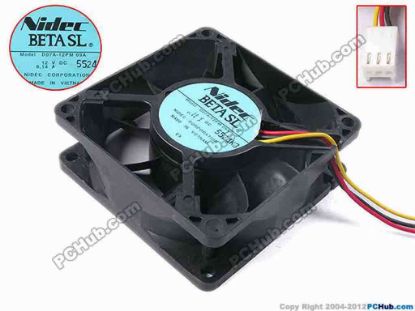 81847 Nidec D07A-12PM Server - Square Fan 09A, sq70x70x25, w140x3x3, 12V 0.14A Nidec D07A-12PM Server - Square Fan 
