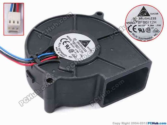81849 Delta Electronics BFB0712H Server - Blower Fan -F00, bw75x75x30, w170x3x3, 12V 0.36A Delta Electronics BFB0712H Server - Blower Fan