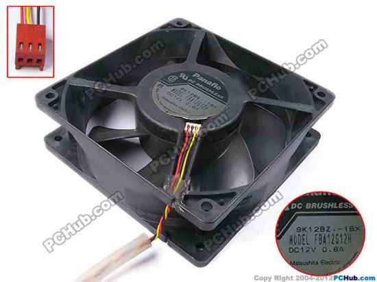 81869 Panasonic FBA12G12H Server - Square Fan -1BX, sq120x120x38, w255x3x3, 12V 0.6A Panasonic FBA12G12H Server - Square Fan 
