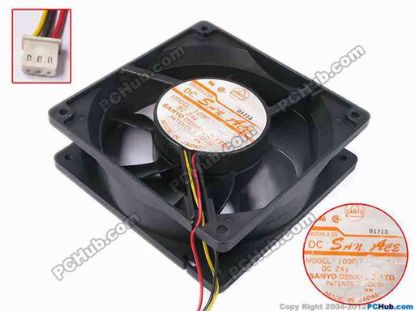 81887 Sanyo Denki 109R1224H1011 Server - Square Fan sq120x120x38, w85x3x3, 24V 0.25A Sanyo Denki 109R1224H1011 Server - Square Fan 