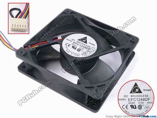 81910 Delta Electronics EFC1248DF Server - Square Fan -5W33, sq120x120x32, w195x4x6, 48V 0.33A Delta Electronics EFC1248DF Server - Square Fan 